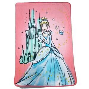 Disney Cinderella Throw Blanket Fleece Pink 46x60 Franco Castle Birds Stars